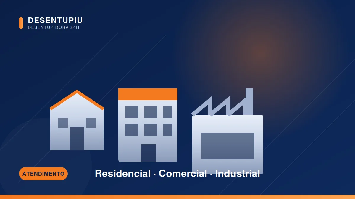 Atendimento residencial, comercial e industrial — Desentupiu, desentupidora 24h no interior de SP